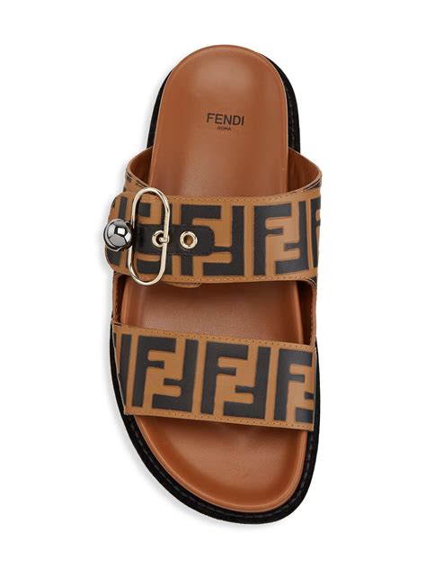 fendi flat sandals size 10|fendi logo slip on sandals.